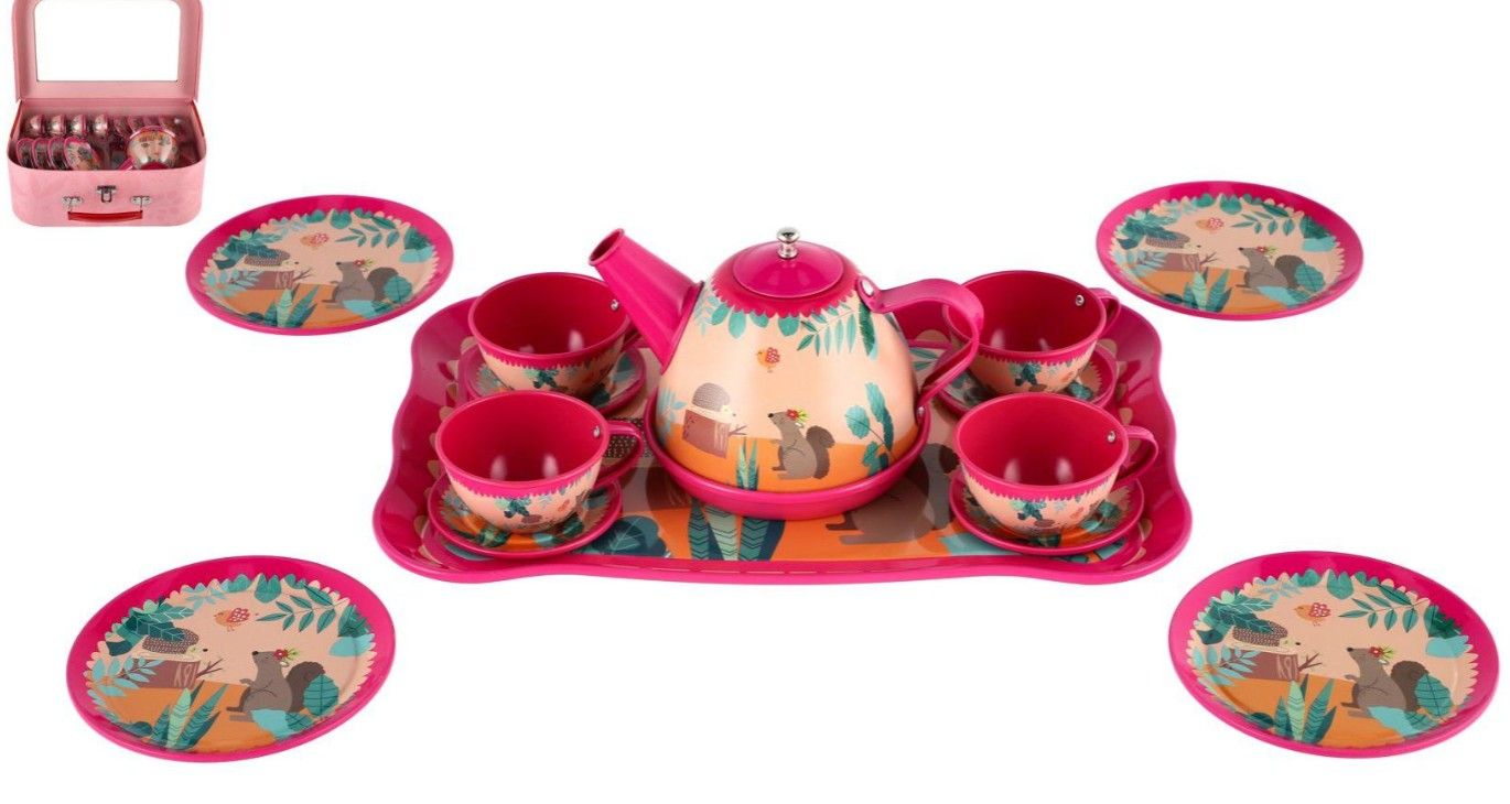 Čajová sada nádobí plech 15 ks v kufříku