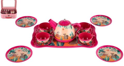 Obrázek produktu: Čajová sada nádobí plech 15 ks v kufříku