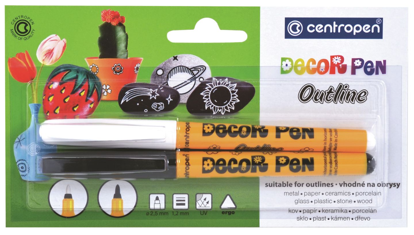 Centropen Decor pen Outline 2628, černá + bílá