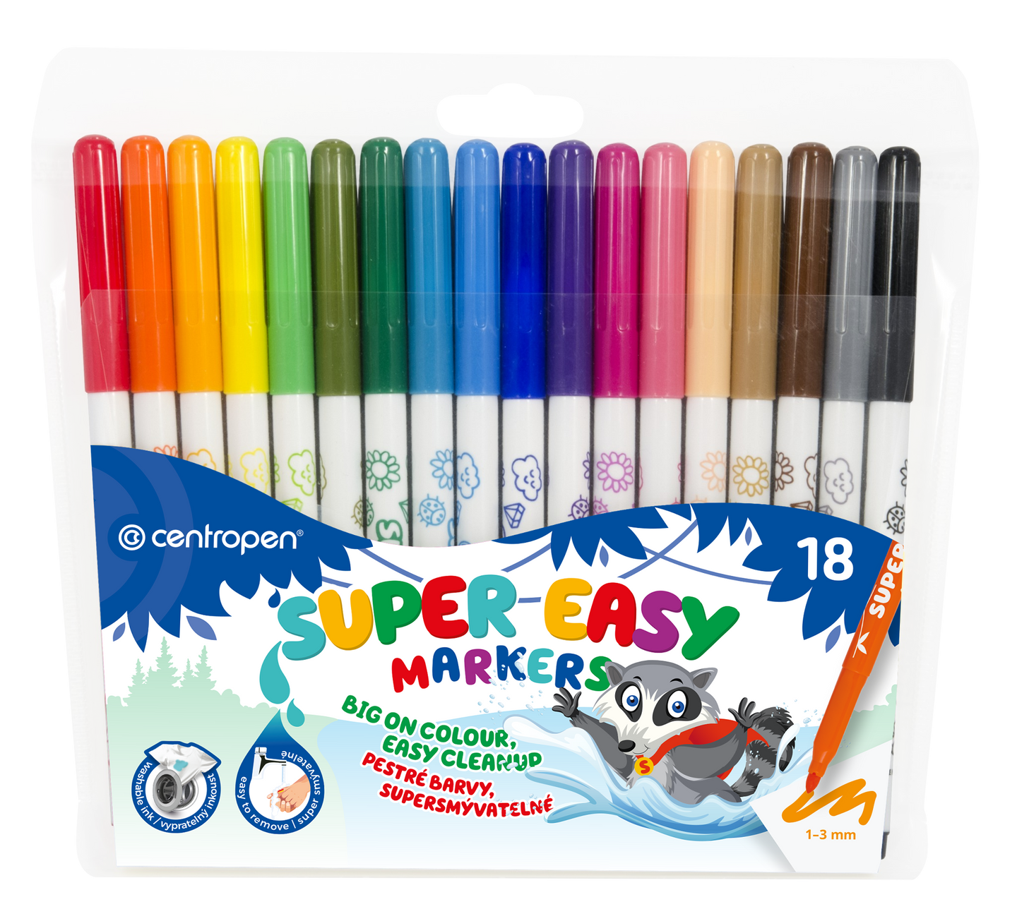 Centropen Fixy Super easy 2580 - sada 18 barev