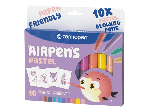 Obrázek produktu: Centropen Foukací fixy AIR PENS 1500/10 PASTEL - sada 10 barev se šablonami