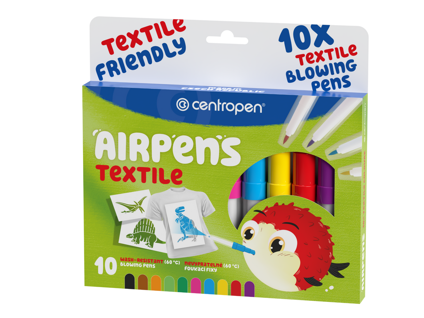 Centropen Foukací fixy na textil AIR PENS TEXTILE 1539 - sada 10 barev