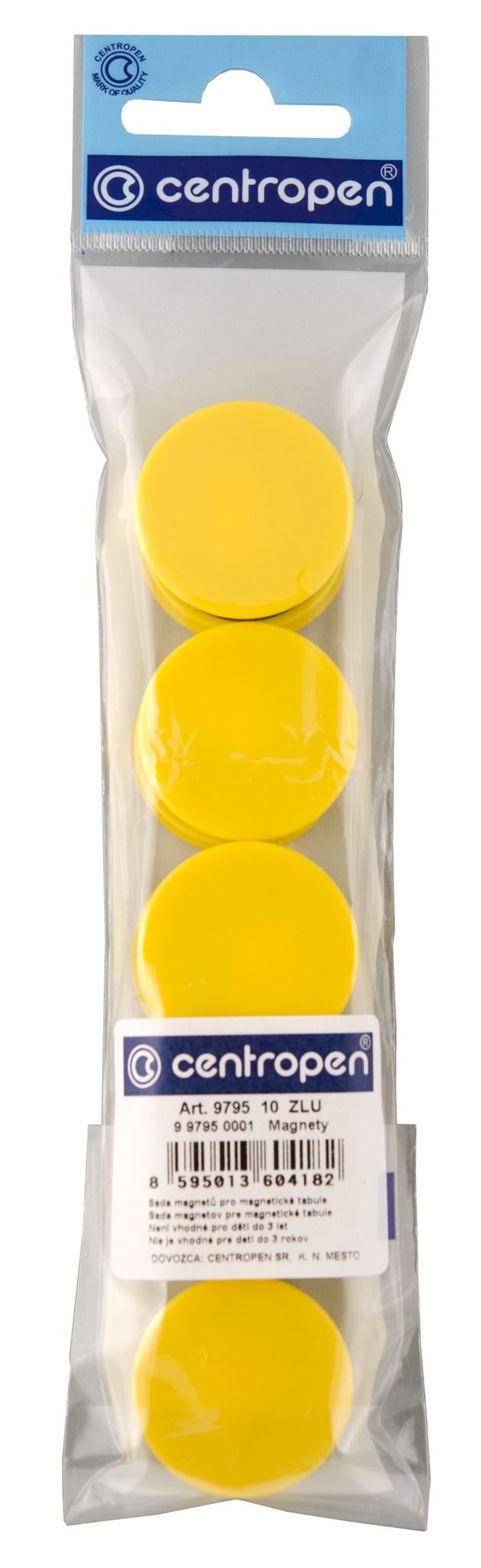 Centropen 9795 - magnety - průměr 30 mm, 10 ks, žluté