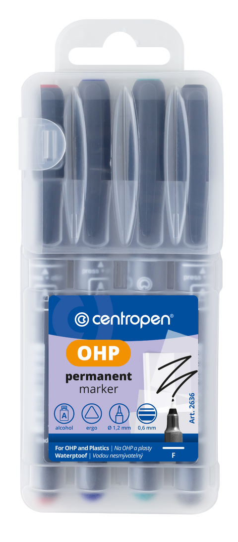 Obrázek produktu: Centropen Popisovač 2636 F OHP permanent - sada 4 barev