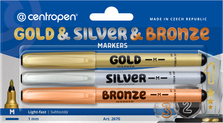 Levně Centropen Popisovač 2670/3 - zlatý, stříbrný a bronzový