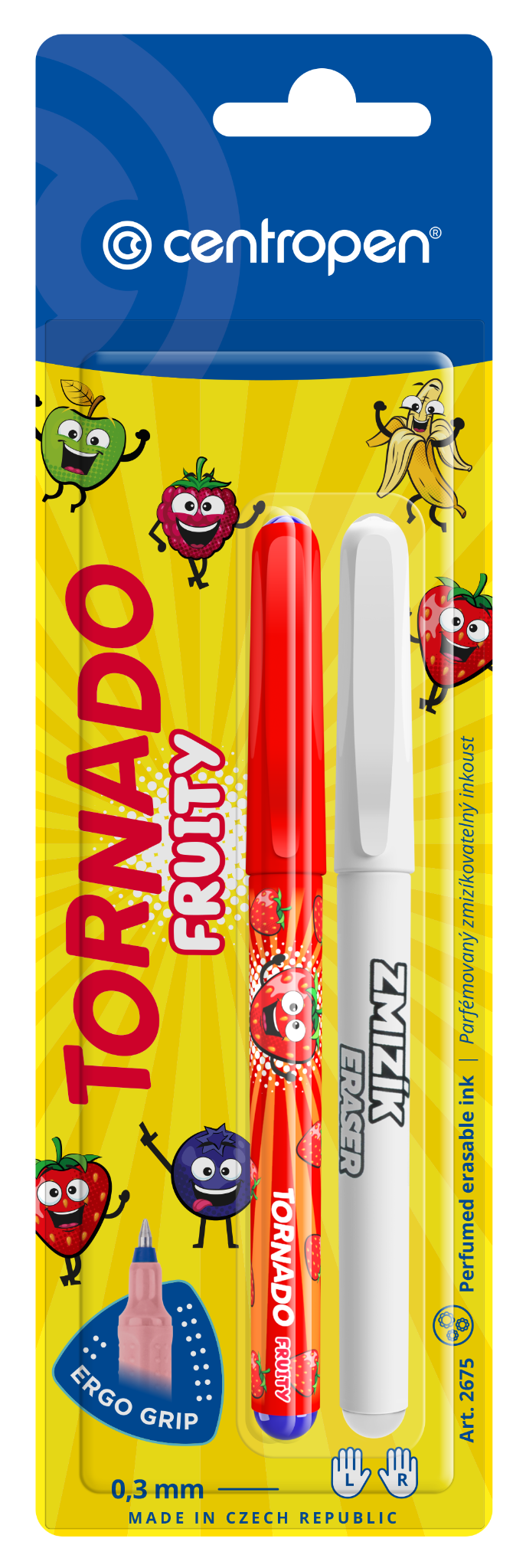Centropen Popisovač 2675/2 Tornádo Fruity + zmizík, mix barev