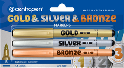 Obrázek produktu: Centropen Popisovač 2690/3 - zlatý, stříbrný a bronzový