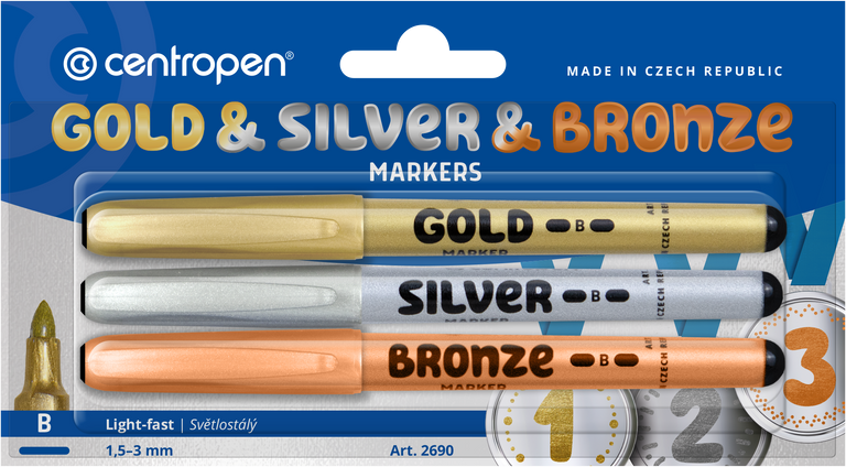 Popisovač CENTROPEN 2690/3 stříbrný+ zlatý + bronzový CENTROPEN, a.s.