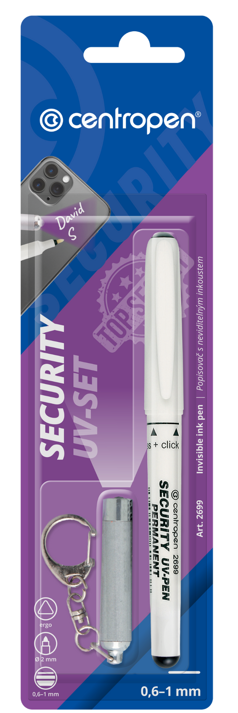 Obrázek produktu: Centropen Popisovač 2699 Security UV Pen - set popisovač + UV lampa
