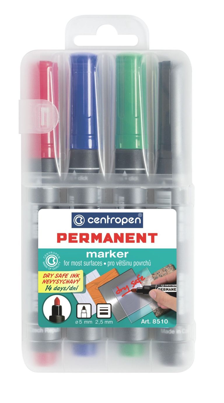 Centropen 8510 - pernamentní popisovač - sada 4 barev