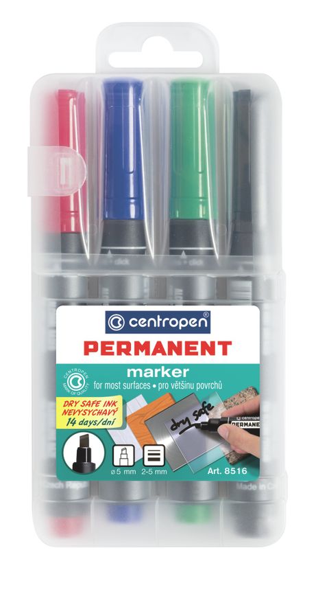 Obrázek produktu: Centropen Popisovač 8516 Permanentní - sada 4 barev
