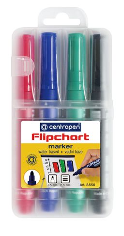 Obrázek produktu: Centropen Popisovač 8550 na flipcharty - sada 4 barev