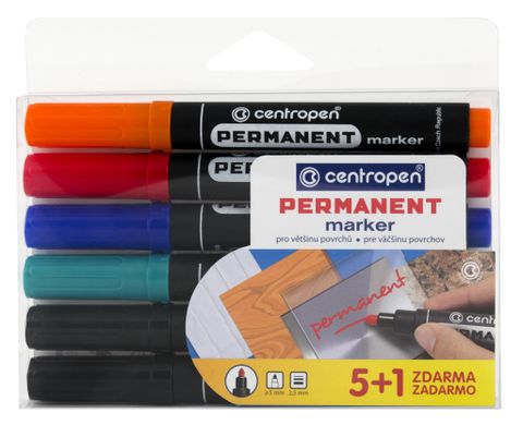 Obrázek produktu: Centropen Popisovač 8566 Permanentní - sada 5 + 1 barev