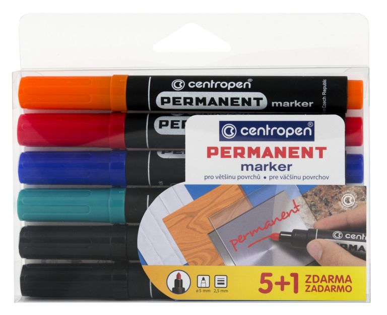 Centropen Popisovač 8566 Permanentní - sada 5 + 1 barev