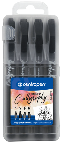 Obrázek produktu: Centropen Popisovač 8772/4 Calligraphy - sada 4 ks
