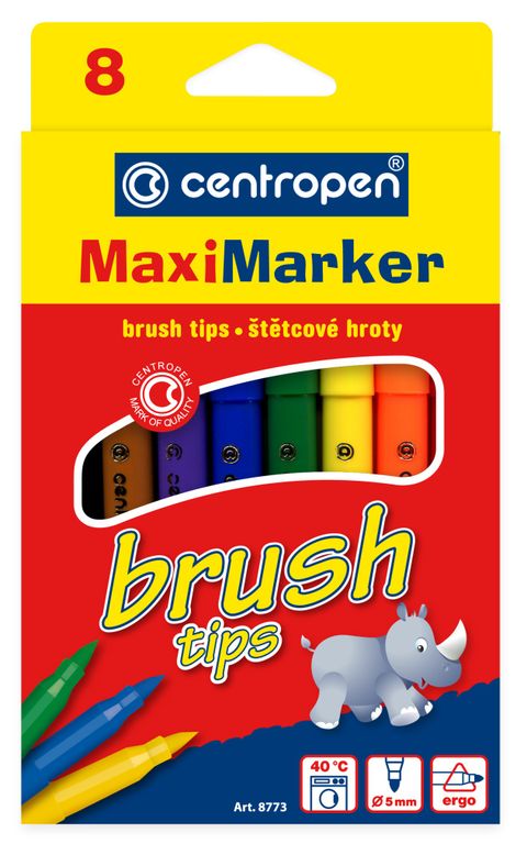 Obrázek produktu: Centropen Popisovač BRUSH 8773 se štětcovým hrotem - sada 8 barev