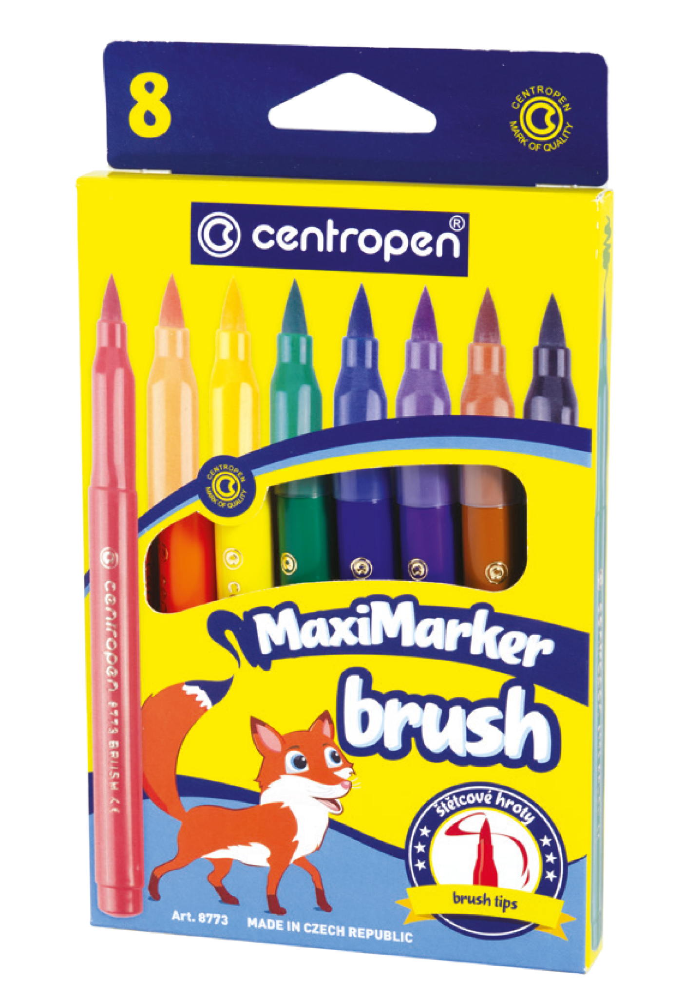 Centropen Popisovač BRUSH 8773 se štětcovým hrotem - sada 8 barev