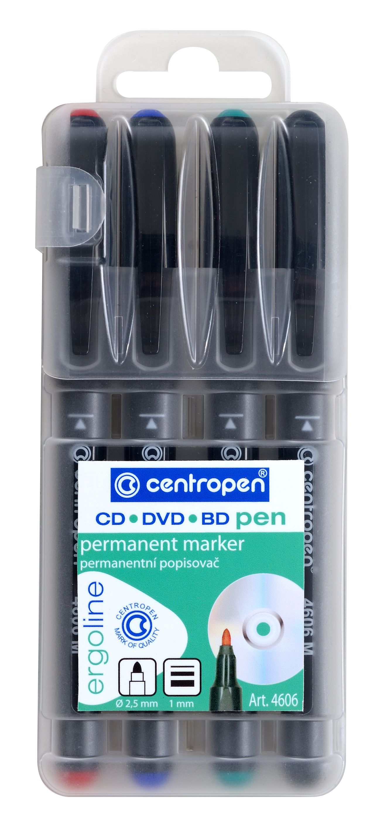 Centropen Popisovač CD,DVD,BD 4606 Pen - sada 4 barev