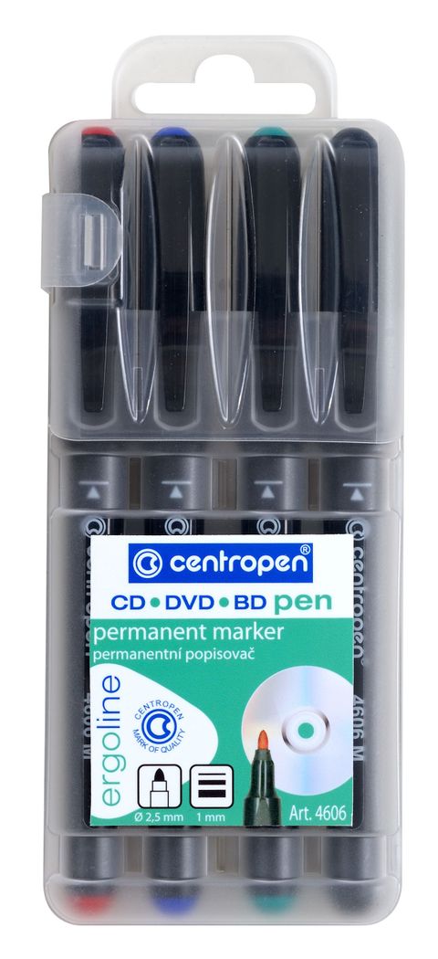 Obrázek produktu: Centropen Popisovač CD,DVD,BD 4606 Pen - sada 4 barev