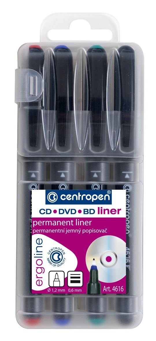 Centropen Popisovač CD/DVD/BD liner 4616 - sada 4 barev