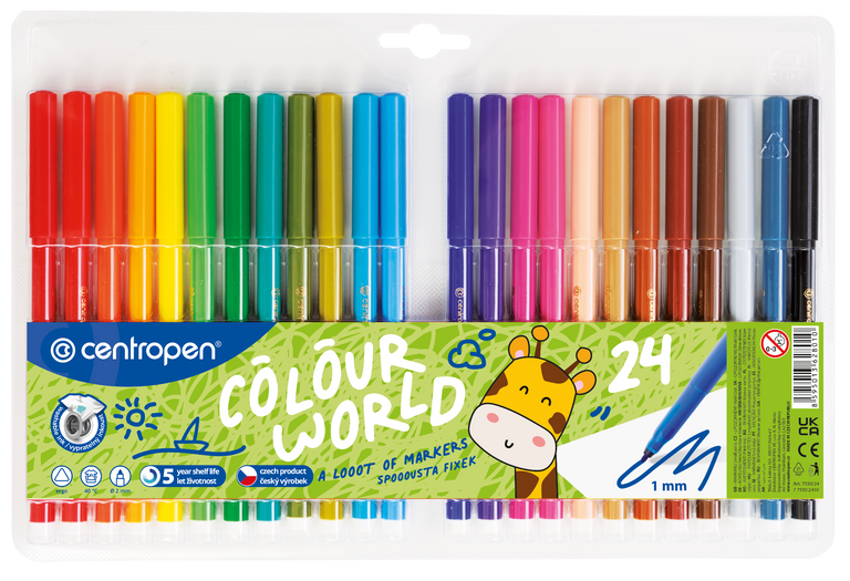 Centropen Popisovač COLOUR WORLD 7550 trojboký - sada 24 barev