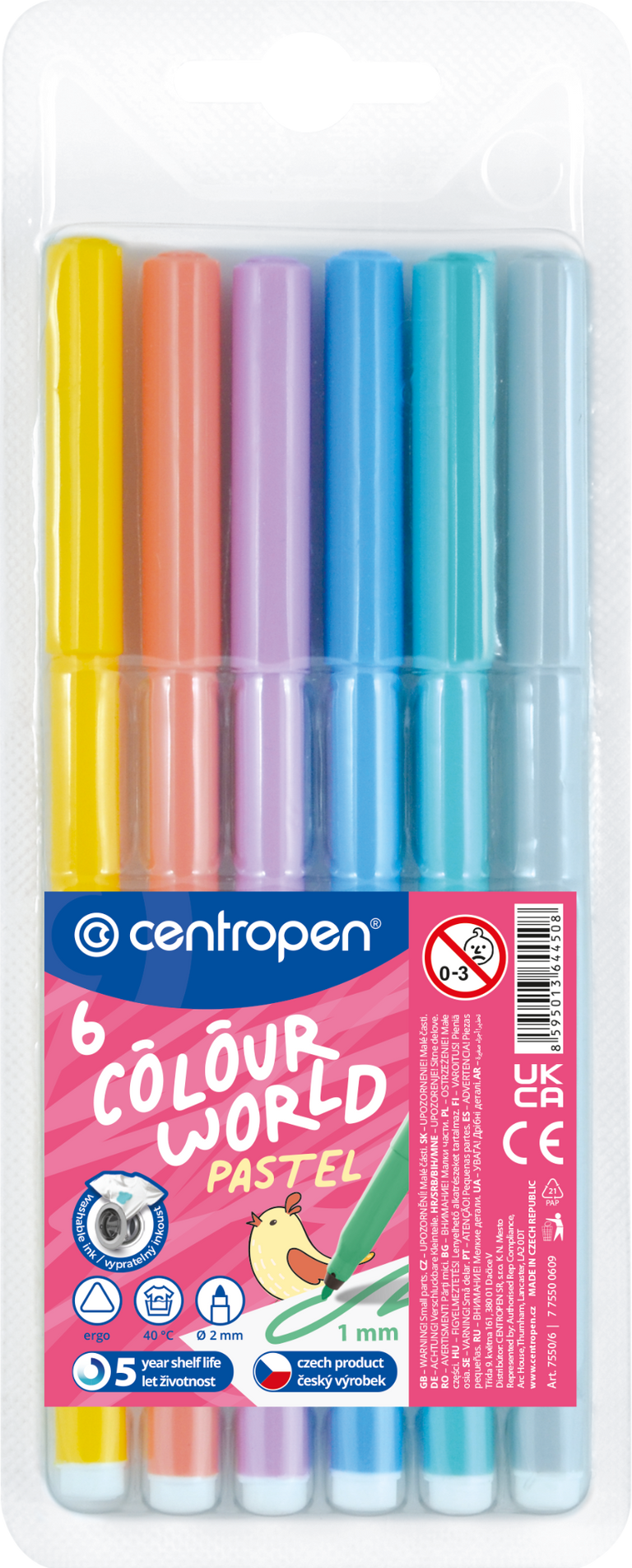Fix CENTROPEN 7550/ 6 barev trojhranné PASTEL CENTROPEN, a.s.