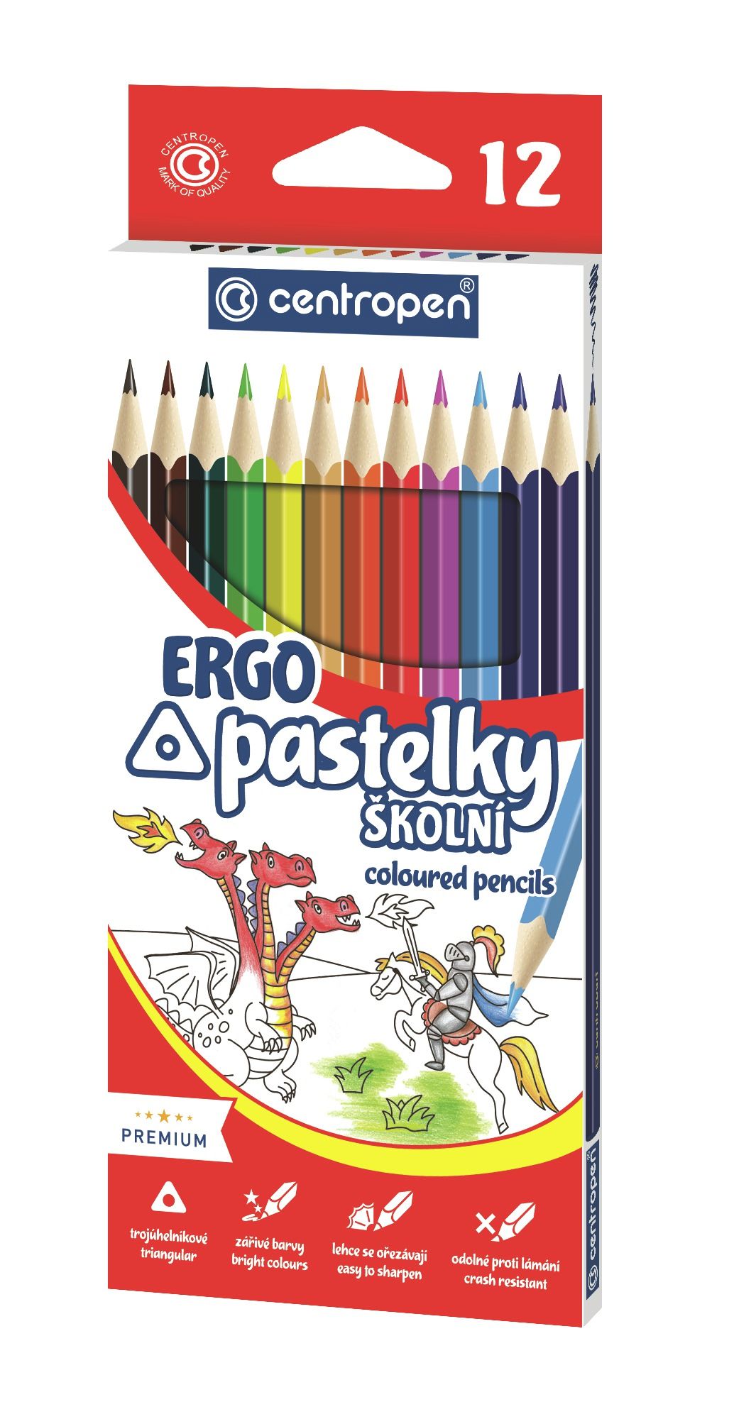 Centropen Školní pastelky trojhranné - sada 12 barev