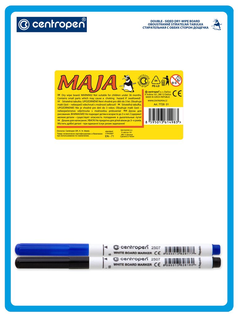 CENTROPEN Stíratelná tabulka A5 (oboustranná) + 2 fixy