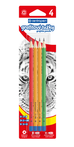 Obrázek produktu: Centropen Tužka grafitová, 3 tvrdosti - balení 4 ks