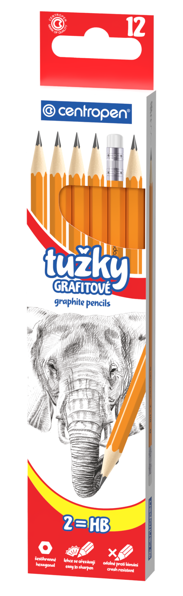 Centropen Tužka grafitová s gumou č.2 - balení 12 ks