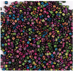 Obrázek produktu: Černé korálky s neonovými písmenky, 300 ks