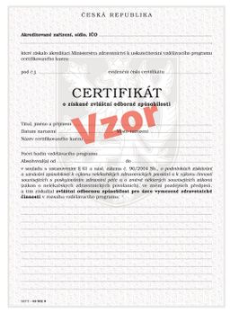 Obrázek produktu: Certifikát o získané zvláštní odborné způsobilosti