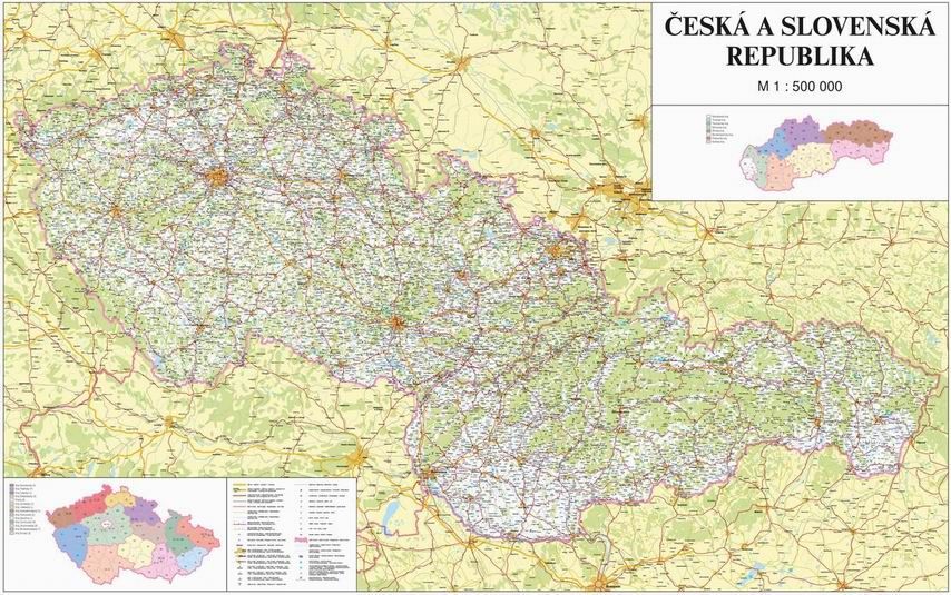 Česká a Slovenská republika - 1:500 000 - nástěnná mapa /ZES/