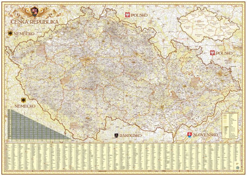 Česká republika exclusive - nástěnná mapa