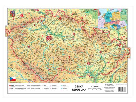 Obrázek produktu: Česká republika fyzická / kraje - mapa A3