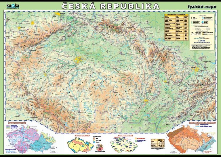 Levně Česká republika - fyzická mapa XL (100x70 cm)