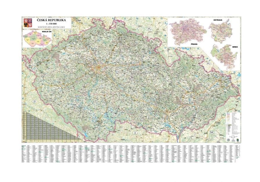 Česká republika - nástěnná automapa 135 x 90 cm