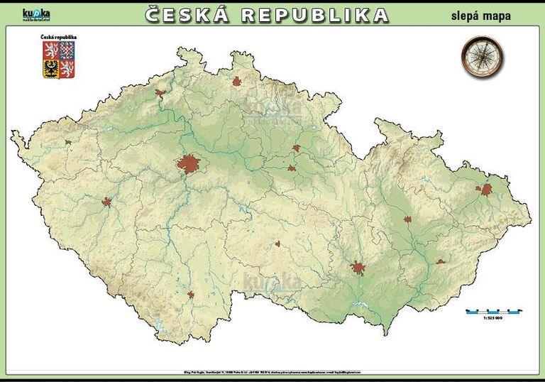 Levně Česká republika - slepá mapa A3 (42x30 cm), bez lišt