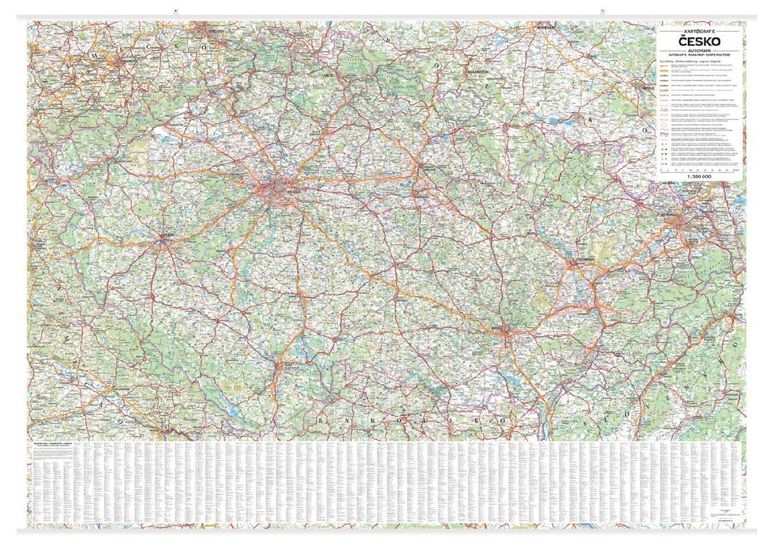 Levně Česko - nástěnná automapa - 1 : 360 000 s rejstříkem obcí 2025
