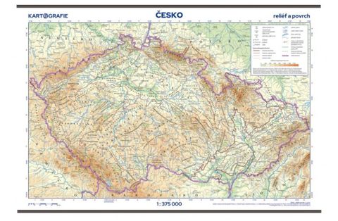 Obrázek produktu: Česko – reliéf a povrch – školní nástěnná mapa 1 : 375 000