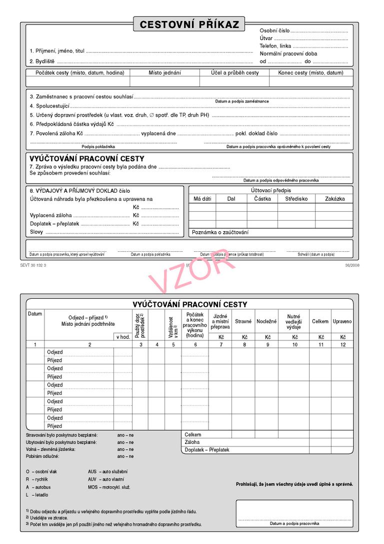 Cestovní příkaz A5