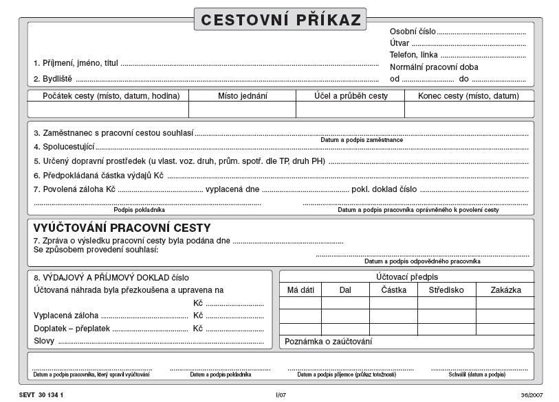 Cestovní příkaz A5