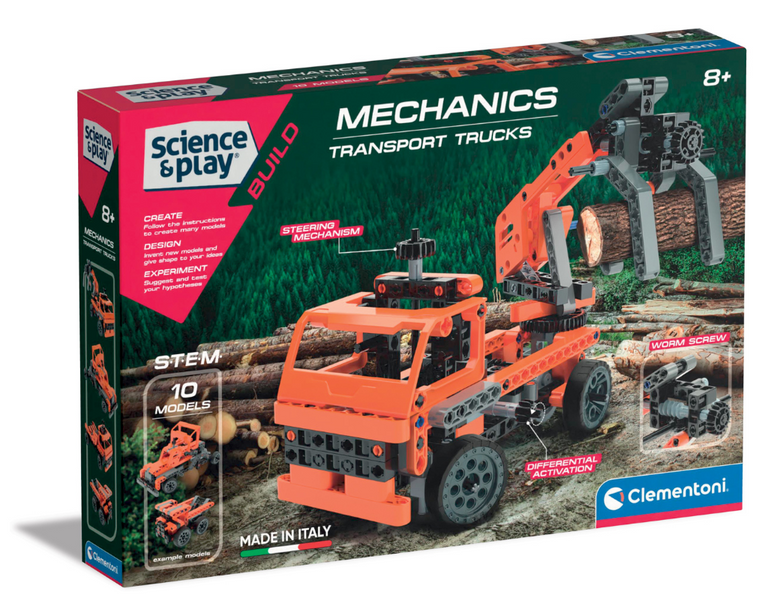CLEMENTONI Science&Play Mechanická laboratoř Přepravní nákladní auta 10v1
