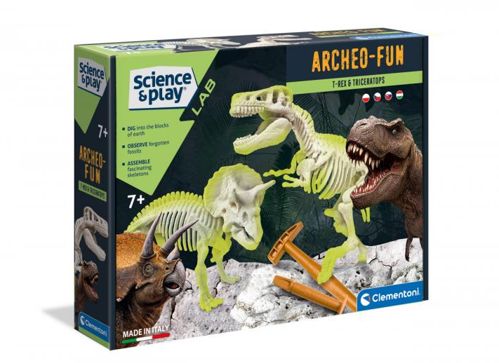 CLEMENTONI Science&Play ArcheoFun: T-Rex + Triceratops