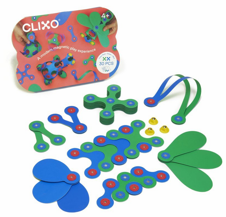 CLIXO - Crew Blue &amp; Green magnetická stavebnice, 30 kusů
