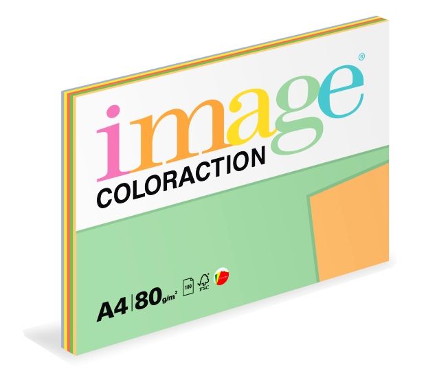 Coloraction A4 80 g 5 × 20 ks - mix intenzívní (žlutá, modrá, zelená, červená, oranžová)