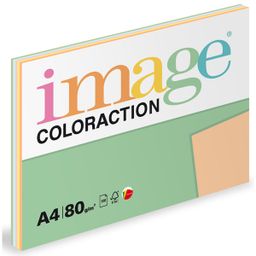 Obrázek produktu: Coloraction A4 80 g 5 × 20 ks - mix pastelové (žlutá, zelená, modrá, růžová, meruňková)