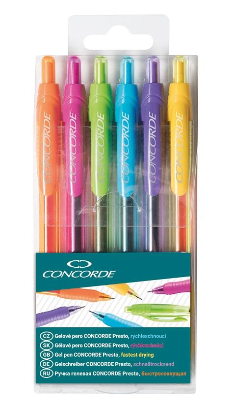 CONCORDE Gelové pero Presto 0,7 mm - sada 6 barev