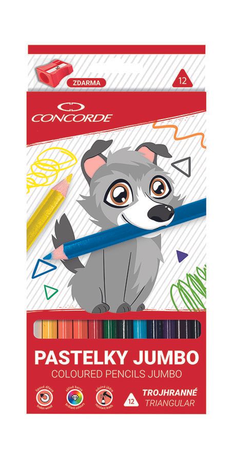 Pastelky CONCORDE Jumbo trojhranné 12 ks CONCORDE