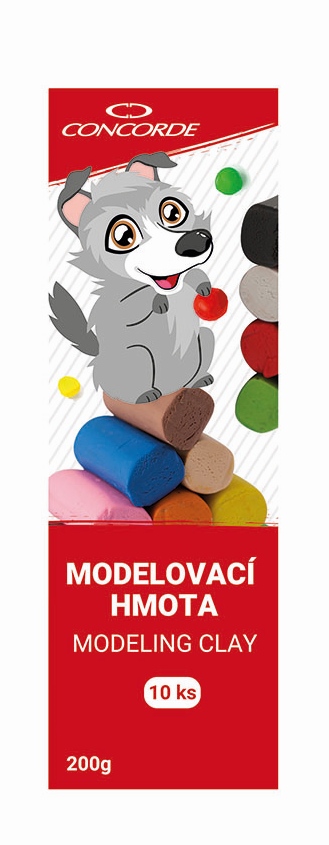 CONCORDE Modelovací hmota, 200 g - 10 barev